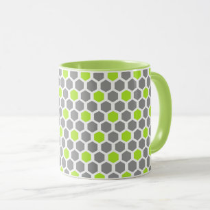 Modern Lime Green Grey Geometric Pattern Mug