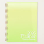 Modern Lime Green Ombre Planner<br><div class="desc">Style: Modern,  Dreamy,  Vibrant 
Format Series: Vertical Ombre
Design Series: The Aura Series 
Color: Green
Product Type: 8.5in x 11in Planner 
Customizations: Year,  Planner/Label,  Name</div>