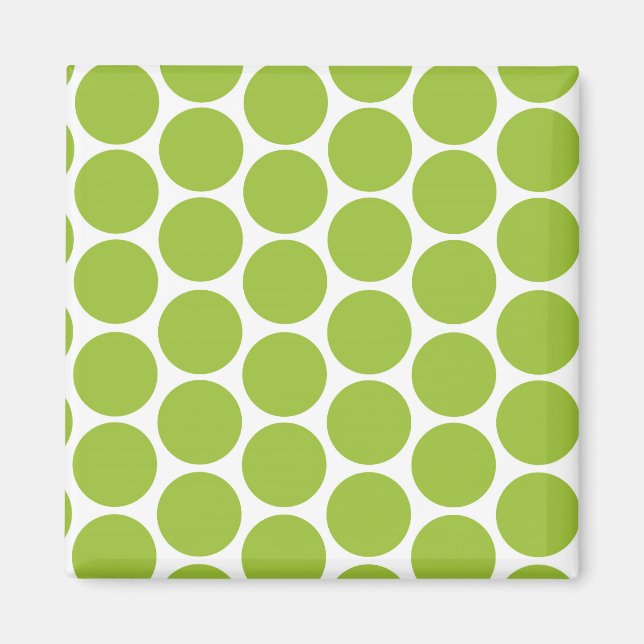 MODERN LIME GREEN, WHITE POLKA DOTS MAGNET (Front)
