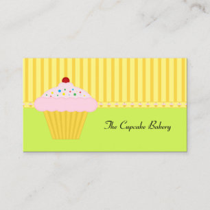 Modern Lime Green Yellow Cupcake Bakery Business Card