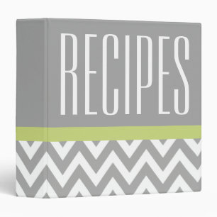 Modern Lime Grey and White Recipe Binder