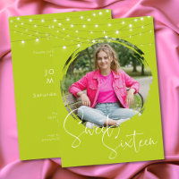 Modern Lime Photo Sweet Sixteen Birthday Party