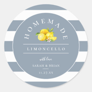 Modern Limoncello Dusty Blue Stripe Classic Round Sticker