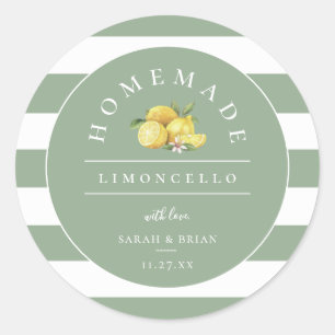 Modern Limoncello Dusty Sage Green Stripe Classic Round Sticker