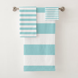 Modern Limpet Shell Blue and White Striped pattern Bath Towel Set