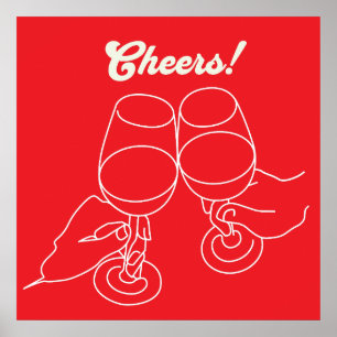 Modern Line Art Cheers Bar Poster