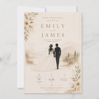 Modern Line Art Couple Invite