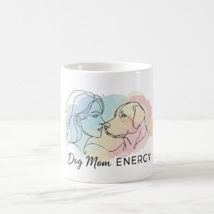 Modern Line Art Dog Mom Energy Watercolor Coffee Mug