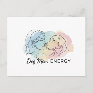 Modern Line Art Dog Mom Energy Watercolor Postcard