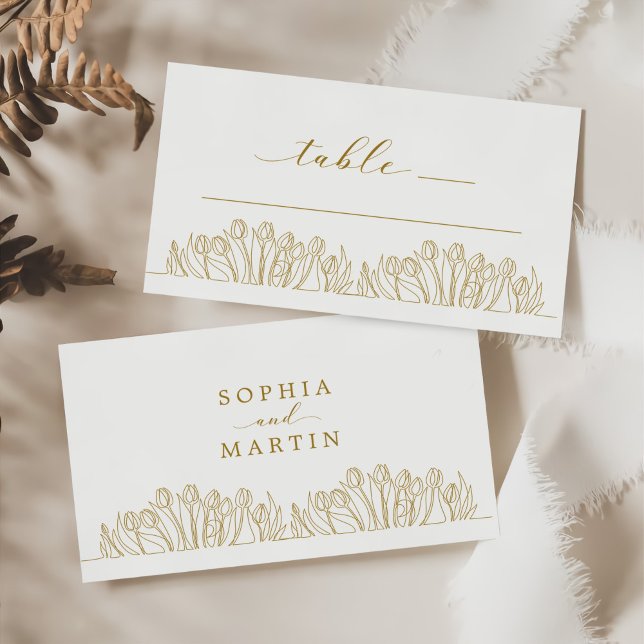 Modern Line Art Floral Wedding Place Card (Creator Uploaded)