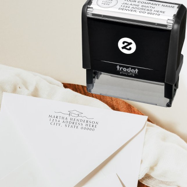 Modern Line Art Graduation Return Address Stamp (Creator Uploaded)