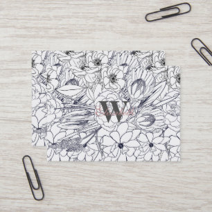 Modern Line Art Hand Drawn Floral Girly Design Business Card