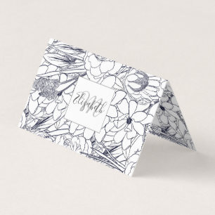 Modern Line Art Hand Drawn Floral Girly Design Business Card