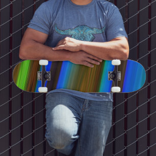 Modern Line Art Peacock Feather Colours Skateboard