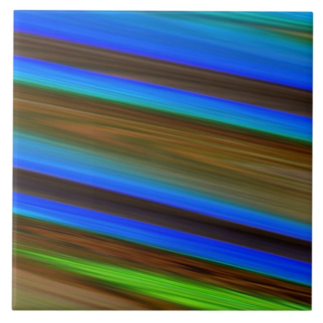 Modern Line Art Peacock Feather Colours Tile (Front)