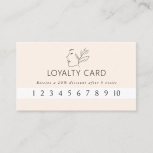 Modern, Line Art, Woman, Leafy, Salon, Beige Business Card