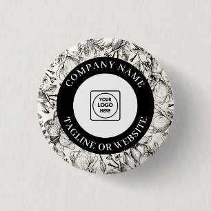 Modern Line Artwork Branding with Custom Editable  1 Inch Round Button