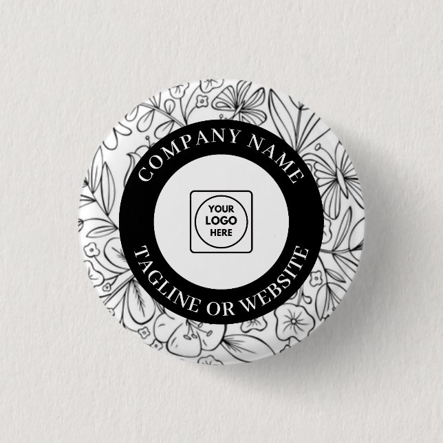 Modern Line Artwork Logo with Editable Text Design 1 Inch Round Button (Front)