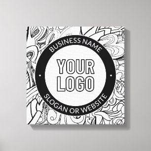 Modern Line Artwork & Your Logo w/Editable Text Canvas Print
