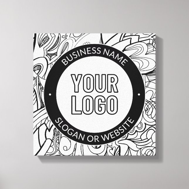 Modern Line Artwork & Your Logo w/Editable Text Canvas Print (Front)