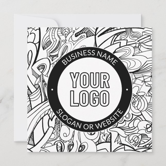 Modern Line Artwork & Your Logo w/Editable Text Card (Front)