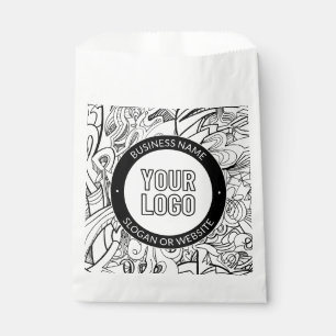 Modern Line Artwork & Your Logo w/Editable Text Favour Bag