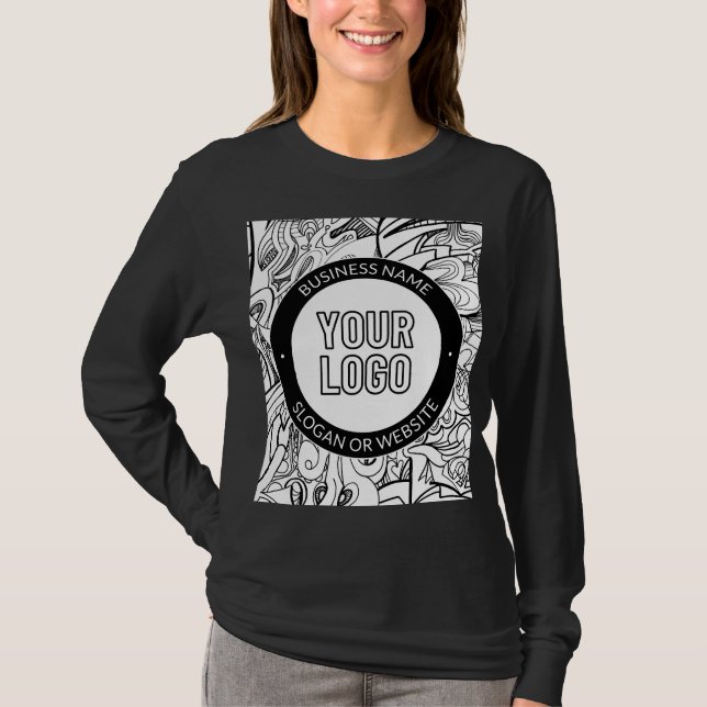 Modern Line Artwork & Your Logo w/Editable Text T-Shirt (Front)
