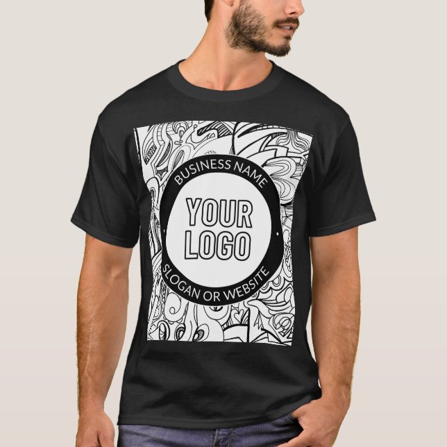 Modern Line Artwork & Your Logo w/Editable Text T-Shirt (Front)