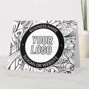 Modern Line Artwork & Your Logo w/Editable Text Thank You Card