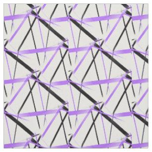 Modern Line Cool Geometry White Black Blue-Lilac Fabric