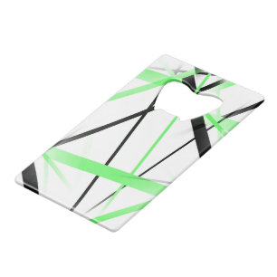 Modern Line Cool Geometry White Black Lime-Green Credit Card Bottle Opener