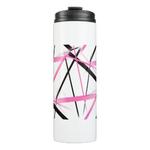 Modern Line Cool Geometry White Black Pink Thermal Tumbler