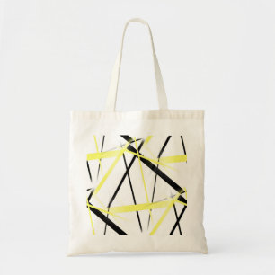 Modern Line Cool Geometry White Black Yellow Tote Bag