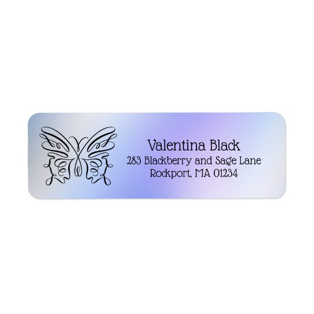 Modern Line Drawing Butterfly Blue Holographic (Front)