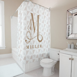 Modern Line & Grid Pattern Monogram M Tan