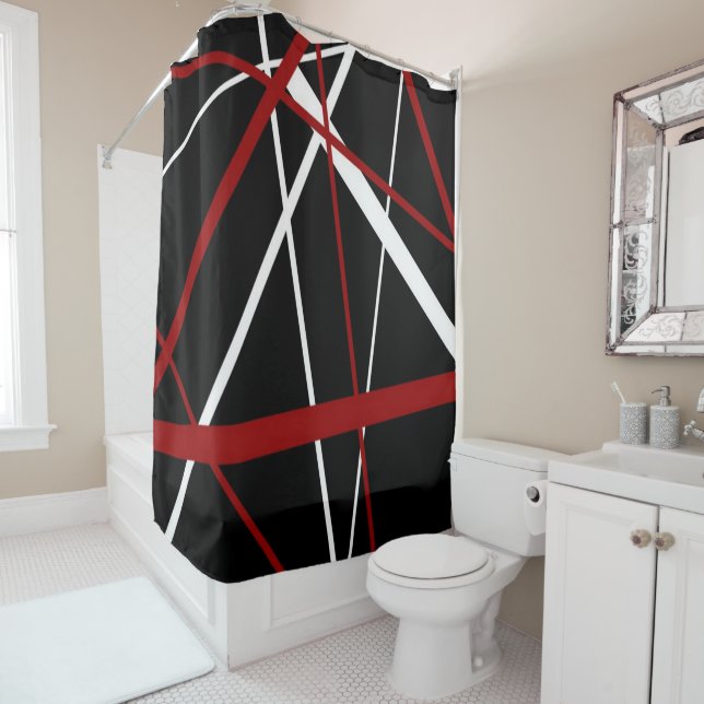 Modern Line Urban Geometry Black White Red (In Situ)