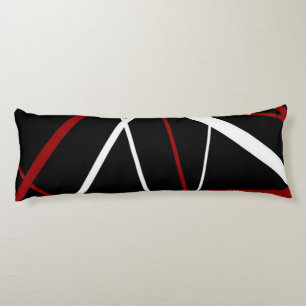 Modern Line Urban Geometry Black White Red Body Pillow