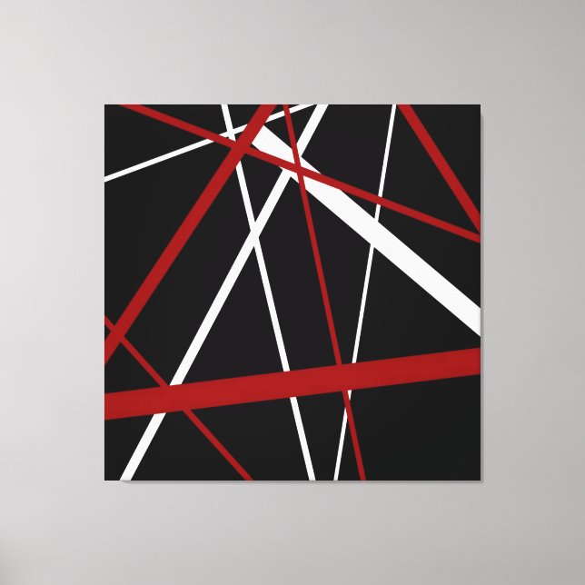 Modern Line Urban Geometry Black White Red Canvas Print (Front)