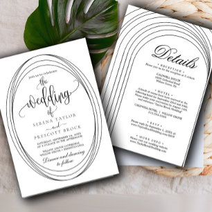 Modern Lined Arch Calligraphy All in One Wedding  Invitation
