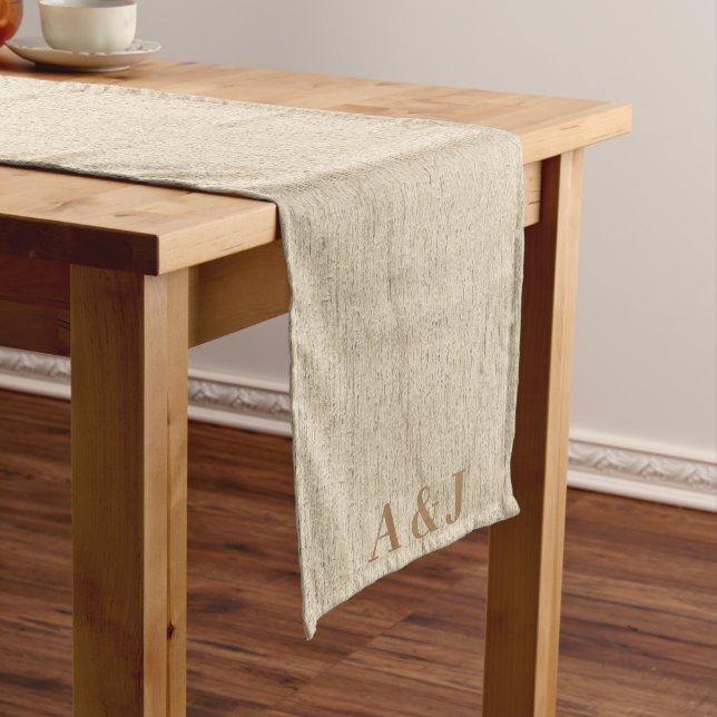 Modern Linen Colour Personalized Monogram Wedding  Medium Table Runner (In Situ)