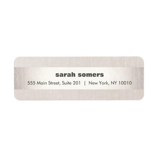 Modern Linen Silver Elegant Striped  Address Label (Front)