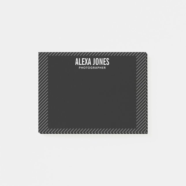 Modern Lines Black Post-it Notes (Front)