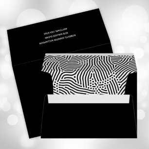 Modern Lines Dots Lined Black Envelope