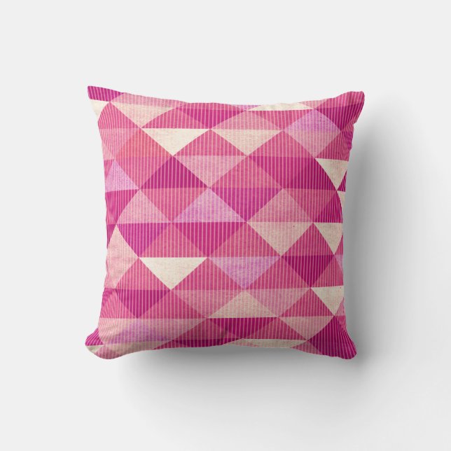 Modern Lines Geometric | fuschia Throw Pillow (Front)