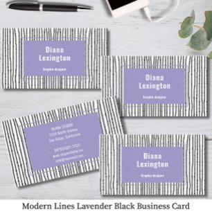 Modern Lines Lavender Black Business Card