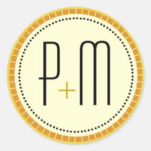 Modern Lines monogram gold Classic Round Sticker