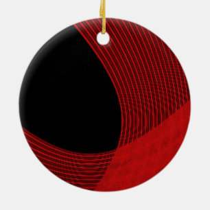 Modern Lines Red and Black Ceramic Ornament