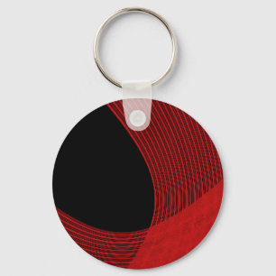 Modern Lines Red and Black Keychain