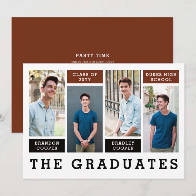Modern Lines Sibling Graduation Announcement (Front/Back)