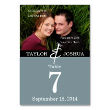 Modern Lines Slate Blue Photo Table Card